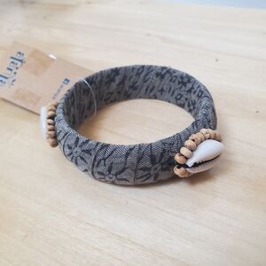Aranya New with Tags NWT Fabric & Shell Bangle Bracelet Beachy